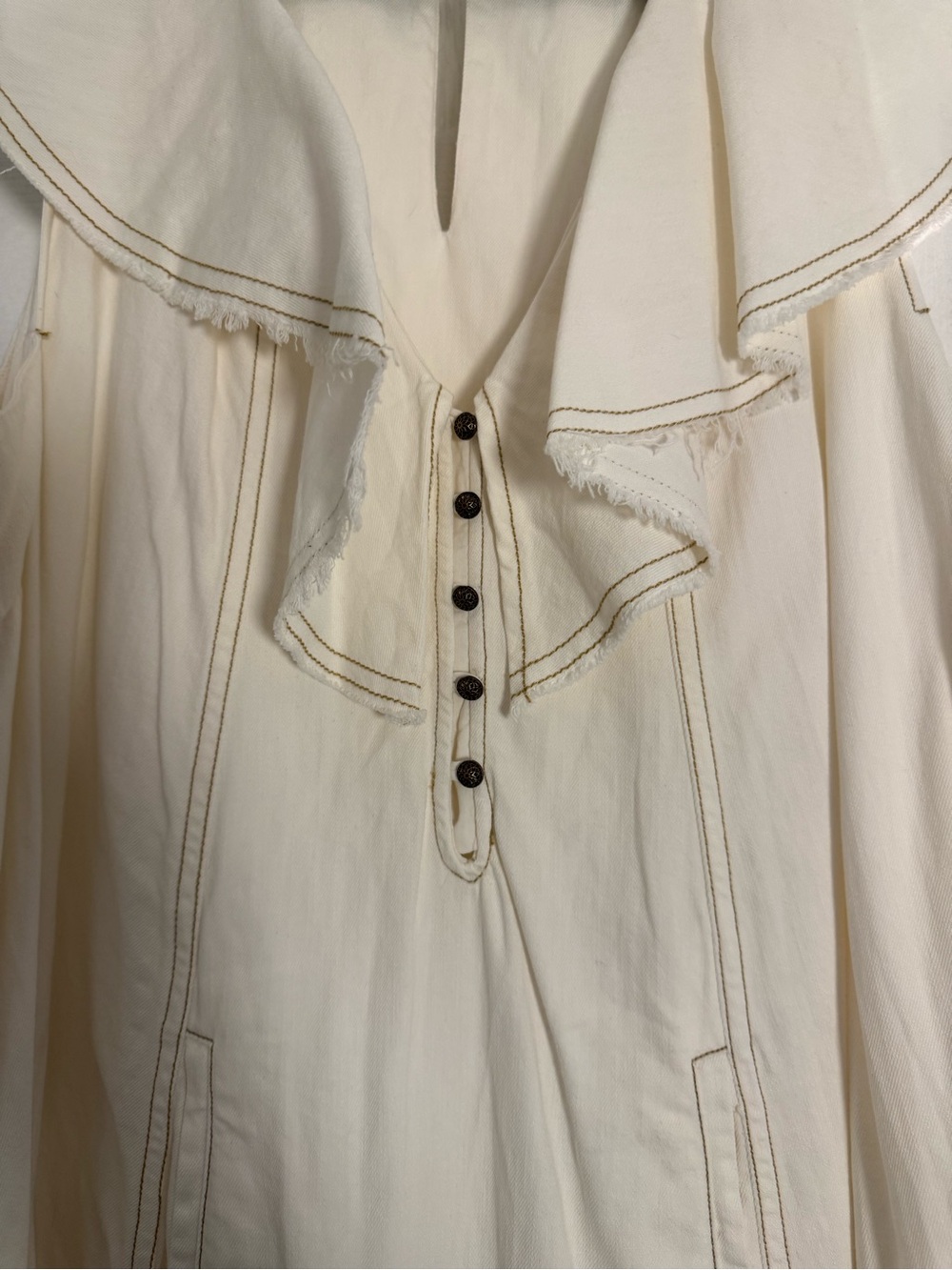 Pilcro V-Neck Ruffle Linen Mini Dress - Picture 5 of 12